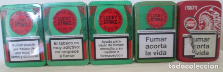 Coleccionismo: Cinco cajas de lata para cigarrillos Lucky Strike. Diferentes. - Foto 2 - 176027114