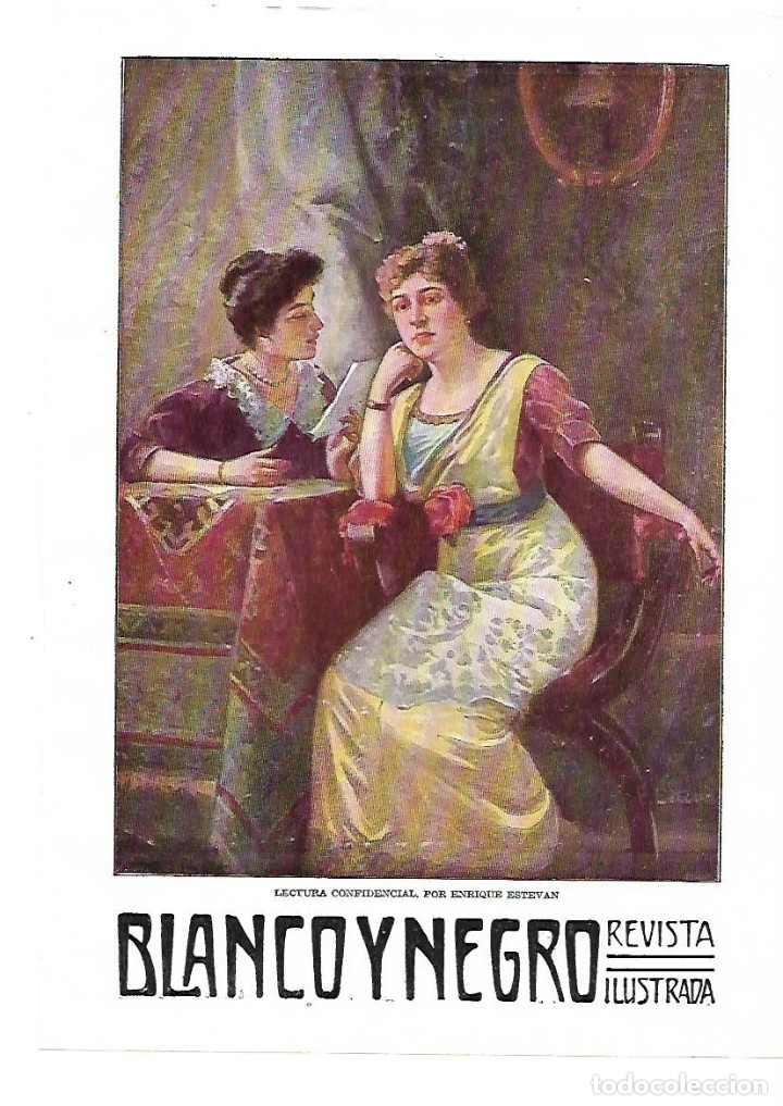 Collectionnisme: A&Ntilde;O 1914 RECORTE PRENSA PINTURA LAMINA REPRODUCCION LECTURA CONFIDENCIAL DIBUJO ENRIQUE ESTEVAN