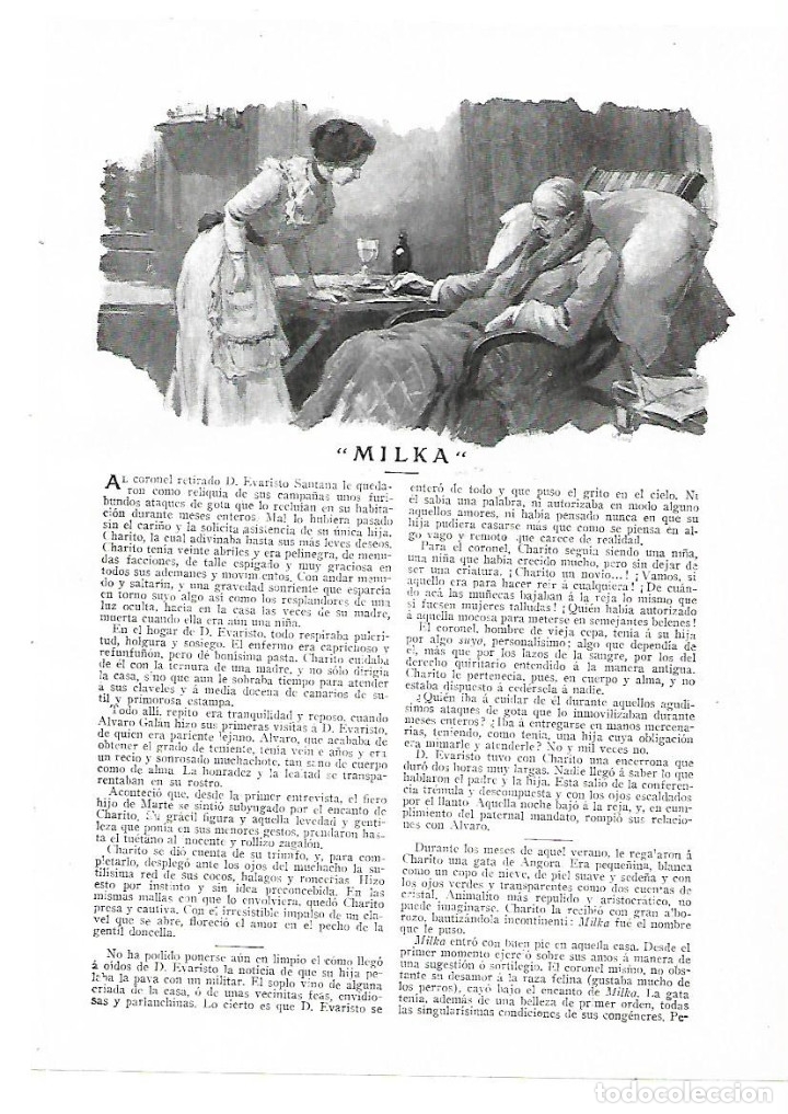 Collectionnisme: A&Ntilde;O 1914 RECORTE PRENSA RELATO CORTO MILKA POR HECTOR PICABIA DIBUJO REGIDOR GATOS GATA