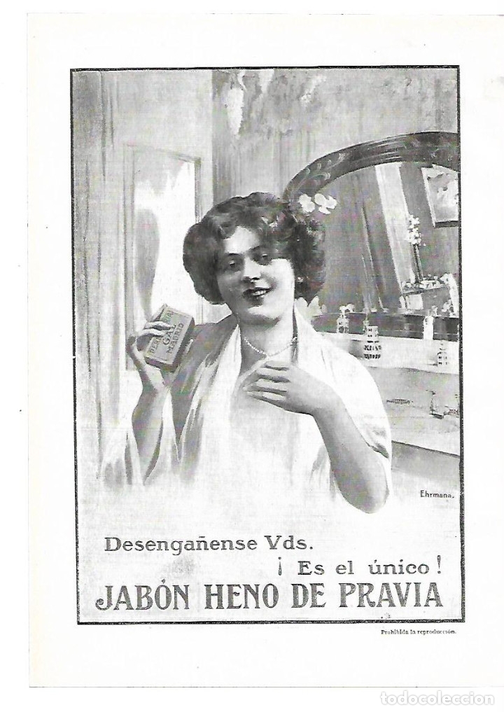 Colecionismo: A&Ntilde;O 1914 RECORTE PRENSA PUBLICIDAD PASTILLA DE JABON HENO DE PRAVIA