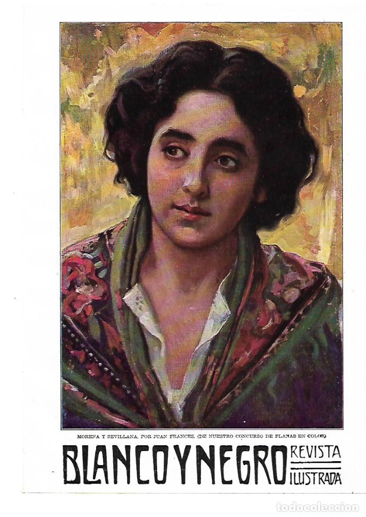 Collectionnisme: A&Ntilde;O 1914 RECORTE PRENSA PINTURA LAMINA DIBUJO  RETRATO MORENA Y SEVILLANA POR JUAN FRANCES