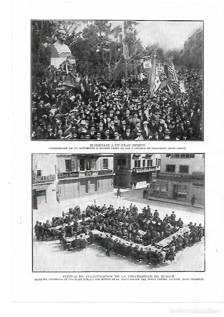 Coleccionismo: A&Ntilde;O 1914 RECORTE PRENSA MUSICA HOMENAJE INAUGURACION MONUMENTO A VERDI SAN FRANCISCO CALIFORNIA