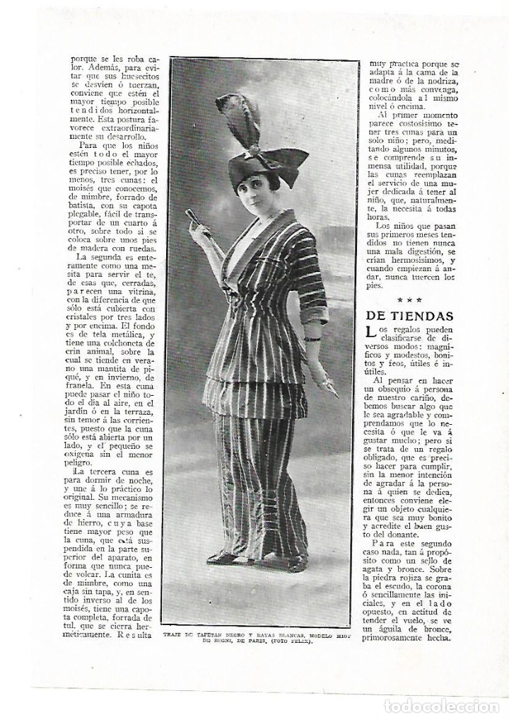 Collectionnisme: A&Ntilde;O 1914 RECORTE PRENSA MODA FEMENINA VESTIDO TRAJE TAFETAN MODELO DE REGNI PARIS