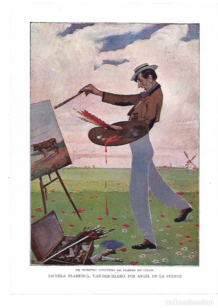 Collectionnisme: A&Ntilde;O 1914 RECORTE PRENSA PINTURA LAMINA DIBUJO  ESCUELA FLAMENCA VAN-DER-ILLERO ANGEL DE LA FUENTE