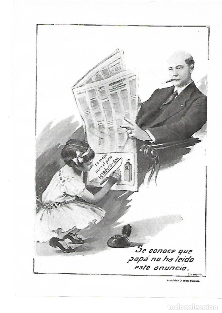 Sammelleidenschaft Papier: A&Ntilde;O 1914 RECORTE PRENSA PUBLICIDAD PETROLEO GAL PARA EL CABELLO