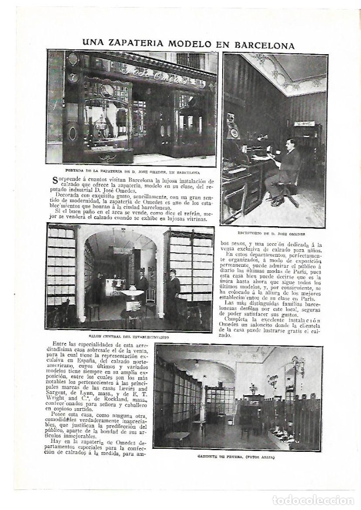 Collezionismo: A&Ntilde;O 1914 RECORTE PRENSA ZAPATERIA JOSE OMEDES ZAPATERIA MODELO EN BARCELONA CALZADO
