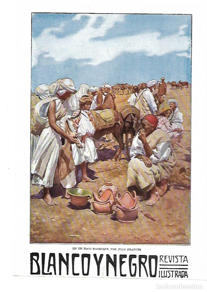 Collecting paper: A&Ntilde;O 1914 RECORTE PRENSA PINTURA LAMINA DIBUJO EN UN ZOCO MARROQUI POR JUAN FRANCES
