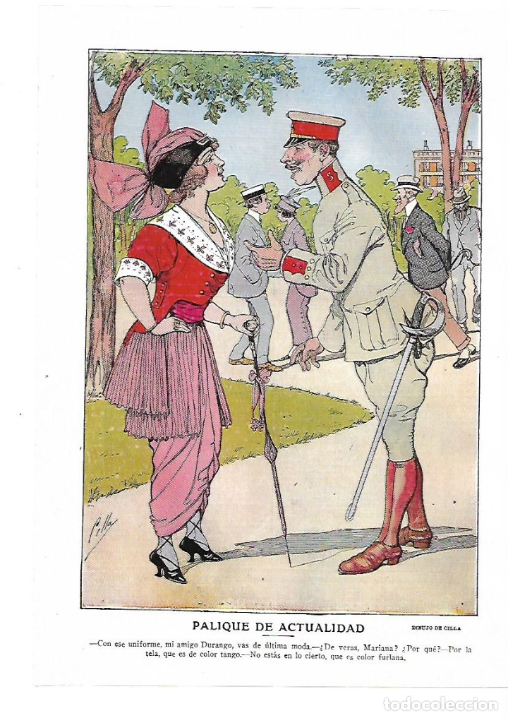 Collectionnisme: A&Ntilde;O 1914 RECORTE PRENSA HUMOR PINTURA DIBUJO DE CILLA PALIQUE DE ACTUALIDAD