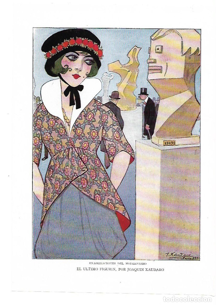 Colecionismo: A&Ntilde;O 1914 RECORTE PRENSA HUMOR PINTURA DIBUJO DE XAUDARO EL ULTIMO FIGURIN EXAGERACION MODERNISMO