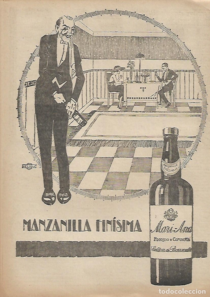 Sammelleidenschaft Papier: A&Ntilde;O 1922 RECORTE PRENSA PUBLICIDAD BEBIDAS VINO MANZANILLA FINA MARI ANA FLORIDO SAN LUCAR BARRAMEDA