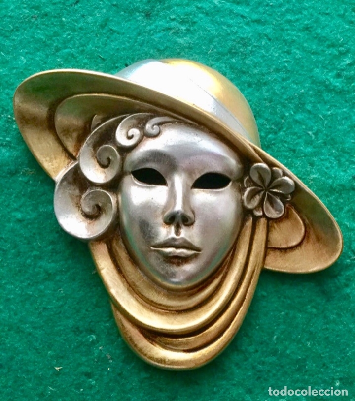Collezionismo: M&aacute;scara NILLA con hoja de oro/plata. Cer&aacute;mica