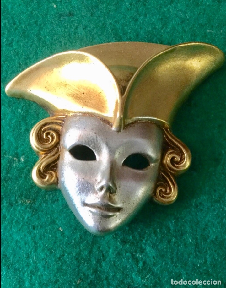 Collezionismo: M&aacute;scara CASANOVA con hoja de oro y plata. Cer&aacute;mica