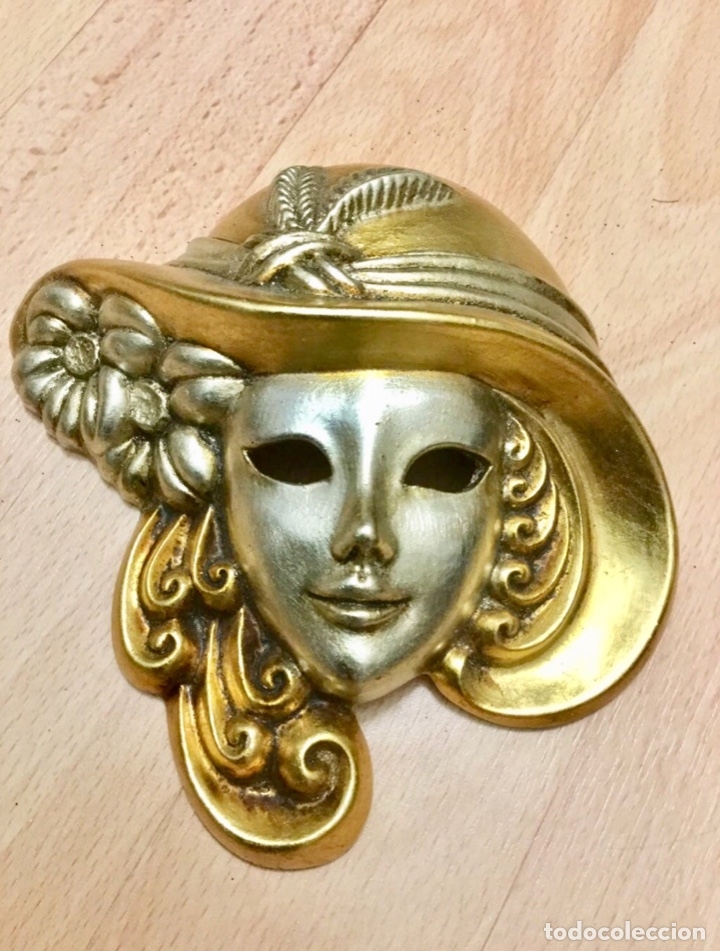Collectionnisme: M&aacute;scara SONIA HOJA ORO Y PLATA. Cer&aacute;mica. Peque&ntilde;a. NUEVA