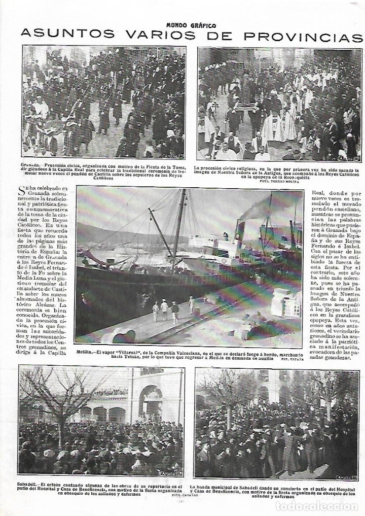 Colecionismo: A&Ntilde;O 1916 RECORTE PRENSA GRANADA PROCESION CIVICA FIESTA DE LA TOMA VIRGEN DE LA ANTIGUA