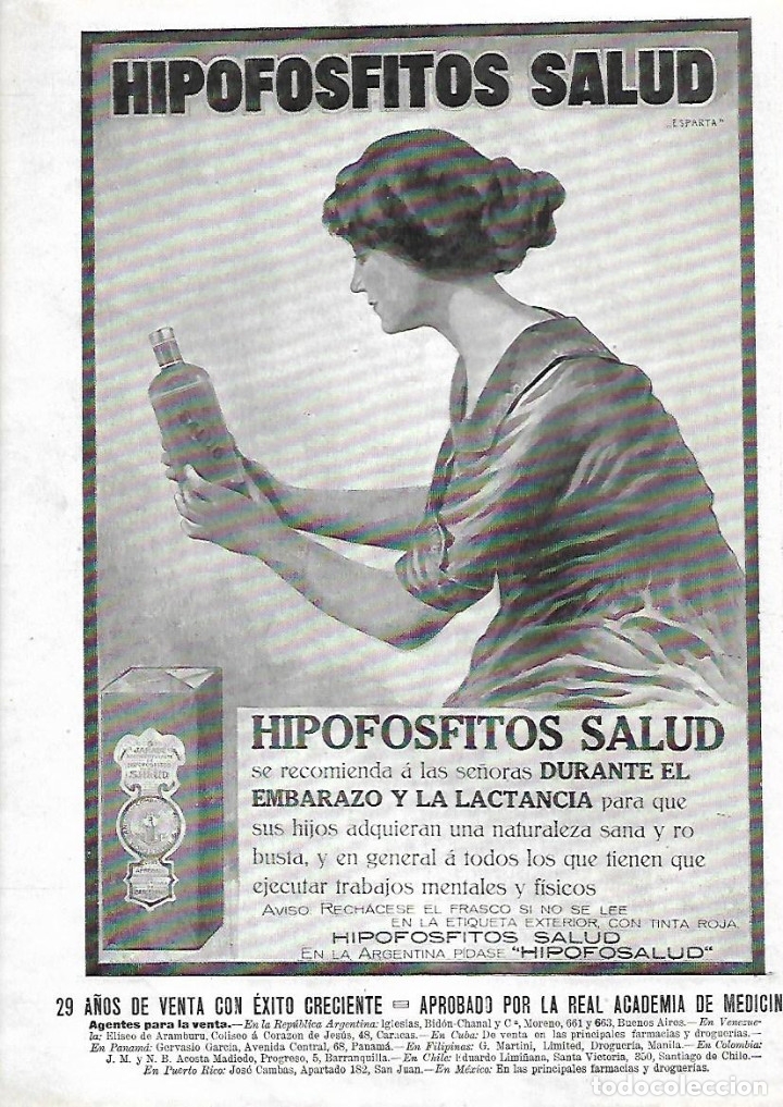 Colecionismo: A&Ntilde;O 1919 RECORTE PRENSA PUBLICIDAD HIPOFOSFITOS SALUD