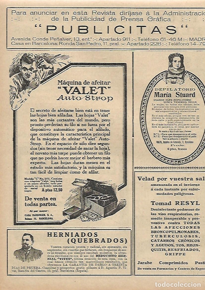 Collectionnisme: A&Ntilde;O 1923 RECORTE PRENSA PUBLICIDAD MAQUINA DE AFEITAR VALET AUTO STROP HOJAS AFEITAR AFEITADO
