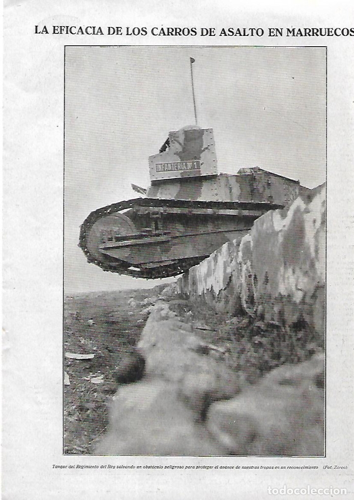 Collecting paper: A&Ntilde;O 1923 RECORTE PRENSA EFICACIA CARROS ASALTO  MARRUECOS TANQUE REGIMIENTO DEL REY EJERCITO GUERRA