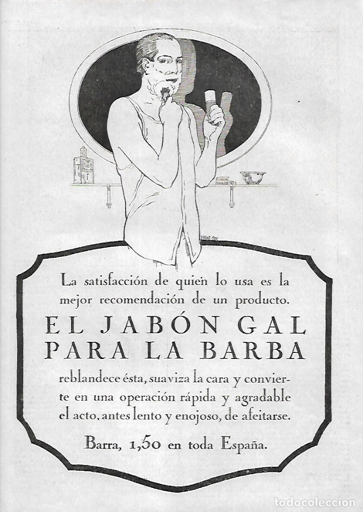 Colecionismo: A&Ntilde;O 1923 RECORTE PRENSA PUBLICIDAD JABON GAL PARA LA BARBA AFEITADO AFEITAR