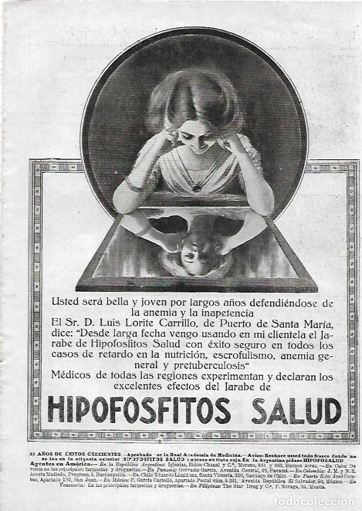 Collezionismo: A&Ntilde;O 1923 RECORTE PRENSA PUBLICIDAD JARABE HIPOFOSFITOS SALUD