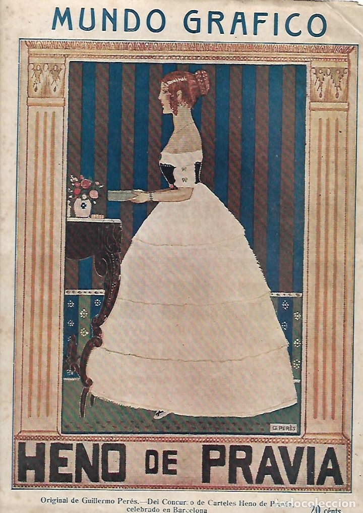 Collezionismo: A&Ntilde;O 1916 RECORTE PRENSA PUBLICIDAD HENO DE PRAVIA CONCURSO CARTELES GUILLERMO PERES DIBUJO