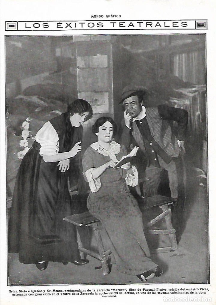 Colecionismo: A&Ntilde;O 1924 RECORTE PRENSA TEATRO LA ZARZUELA MARUXA MAESTRO VIVES ESCENA IGLESIAS NIETO MEANA