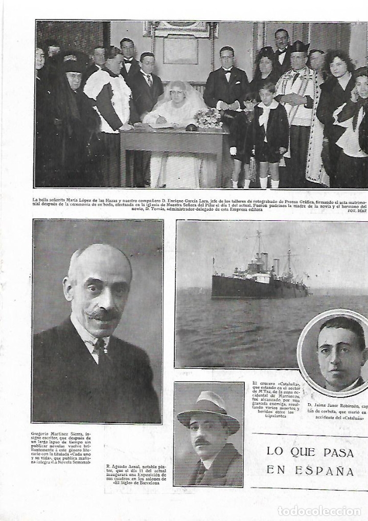 Collezionismo: A&Ntilde;O 1924 RECORTE PRENSA ACCIDENTE BARCO CRUCERO CATALU&Ntilde;A GUERRA AFRICA JAIME JANER ROBINSON