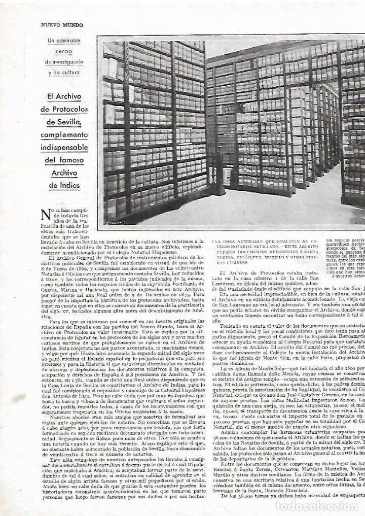 Collezionismo: A&Ntilde;O 1930 RECORTE PRENSA EL ARCHIVO DE PROTOCOLOS DE SEVILLA DOCUMENTOS INVESTIGACION CULTURA