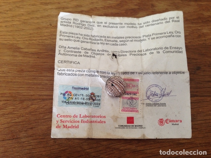 Coleccionismo: Ik9. PIN CENTENARIO PLATA REAL MADRID - Foto 1