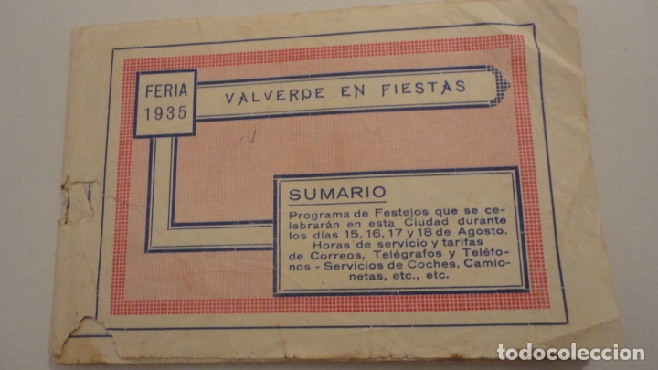 Collezionismo: ANTIGUO PROGRAMA.VALVERDE DEL CAMINO EN FIESTAS.FERIA 1935