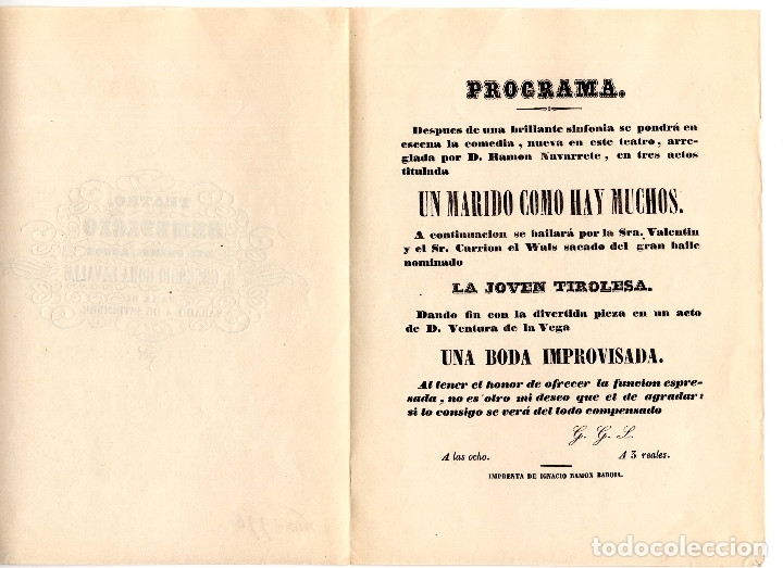 Coleccionismo: PROGRAMA DE TEATRO.- IMPRENTA IGNACIO RAMON BAROJA. CIRCA.1820 - Foto 2
