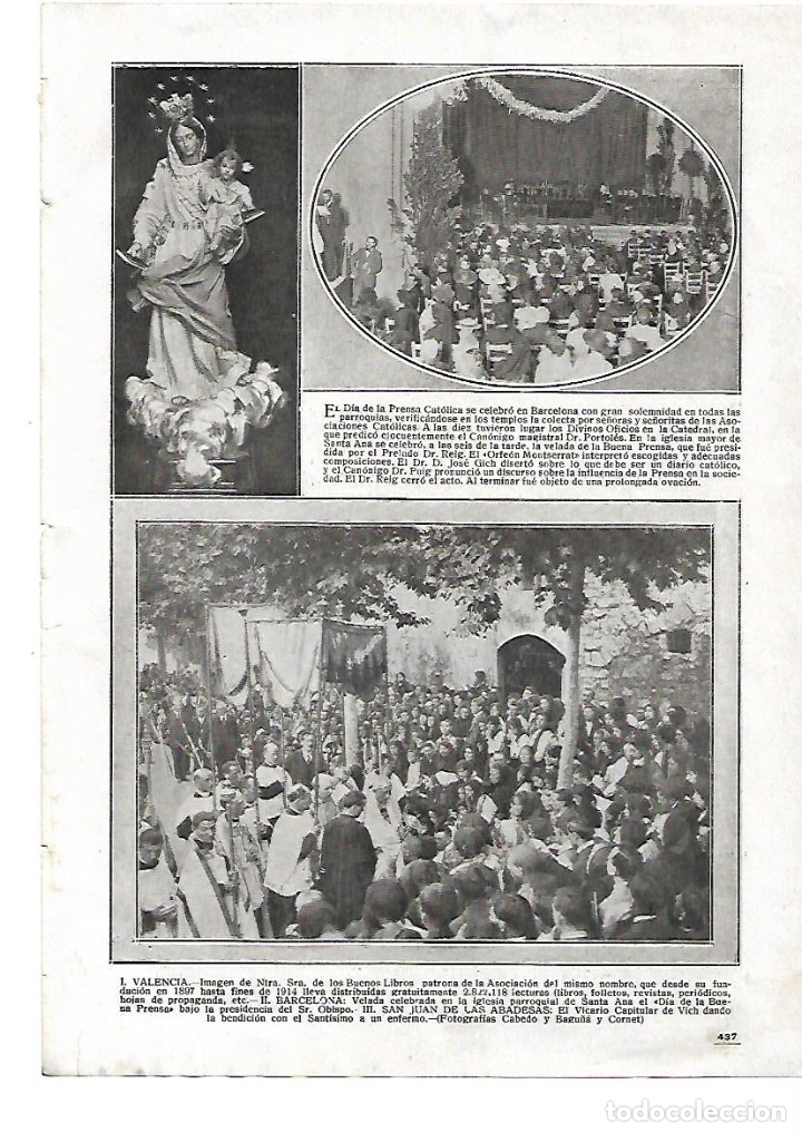 Collectionnisme: A&Ntilde;O 1916 RECORTE PRENSA SANT JOAN DE LES ABADESSES BENDICION ENFERMOS VICARIO DE VIC