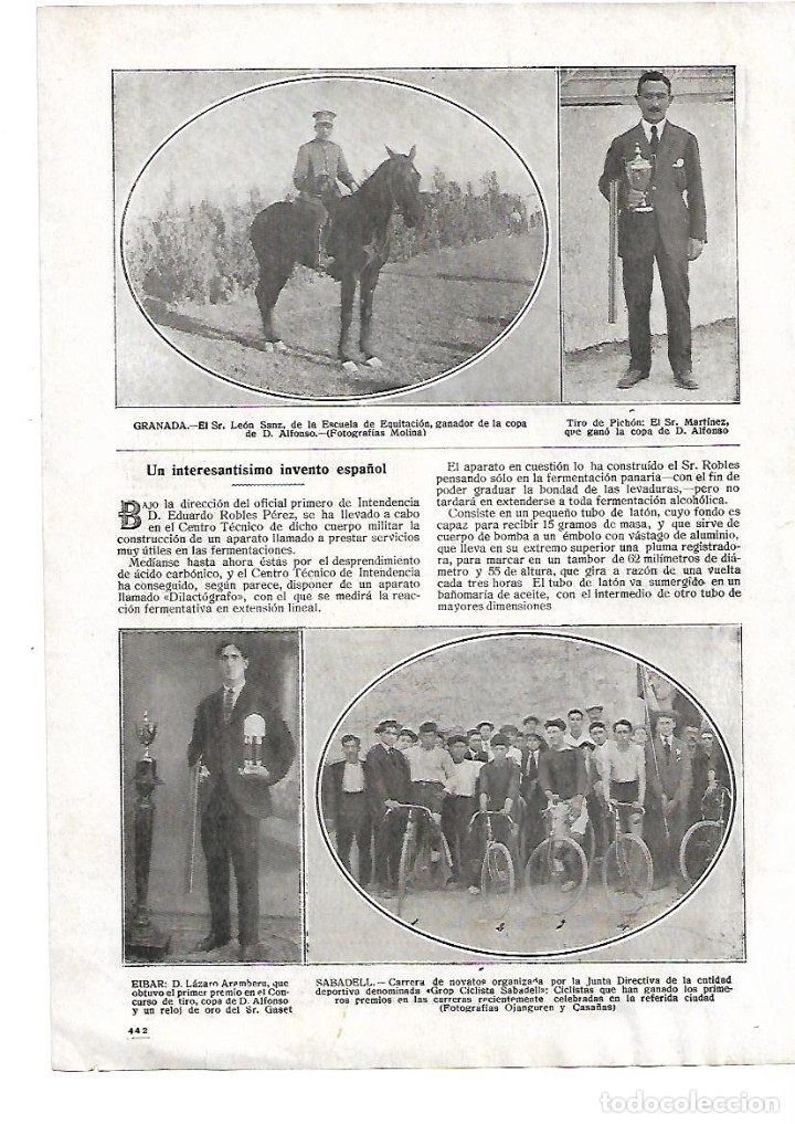 Collezionismo: A&Ntilde;O 1916 RECORTE PRENSA SABADELL CICLISMO CARRERA DE NOVATOS GRUP CICLISTA SABADELL