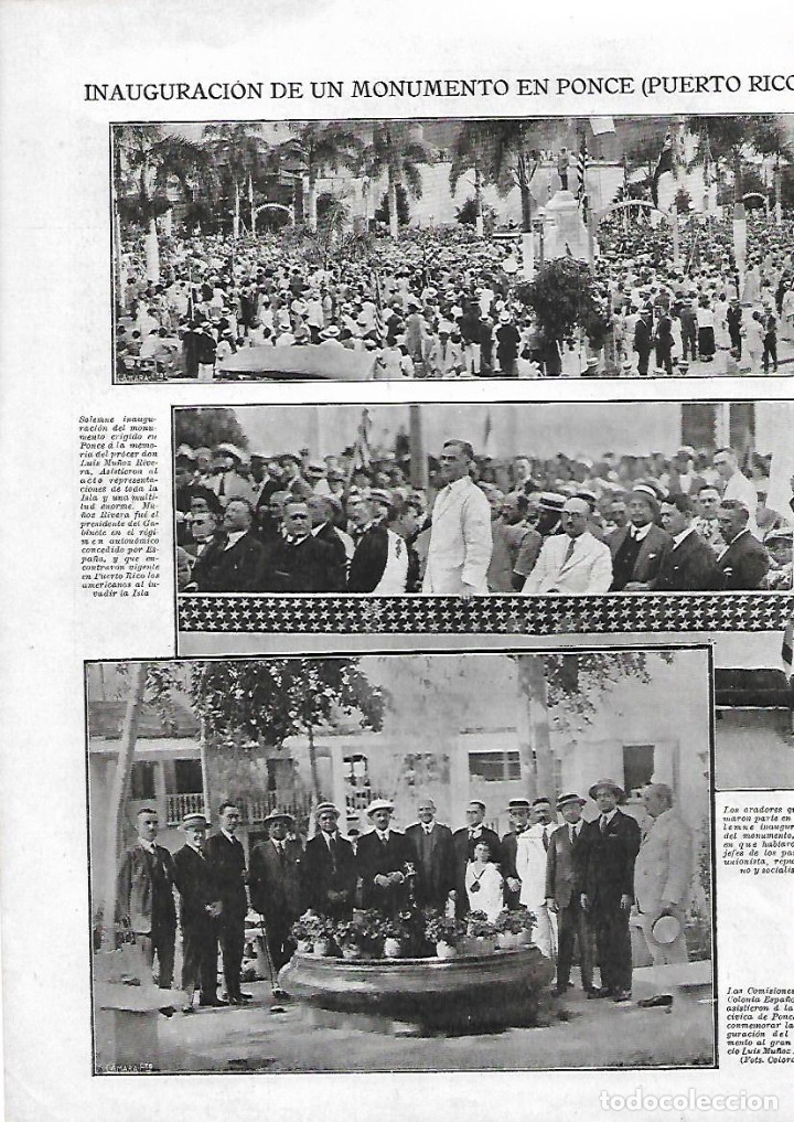 Collezionismo: A&Ntilde;O 1924 RECORTE PRENSA PONCE PUERTO RICO INAUGURACION MONUMENTO LUIS MU&Ntilde;OZ RIVERA