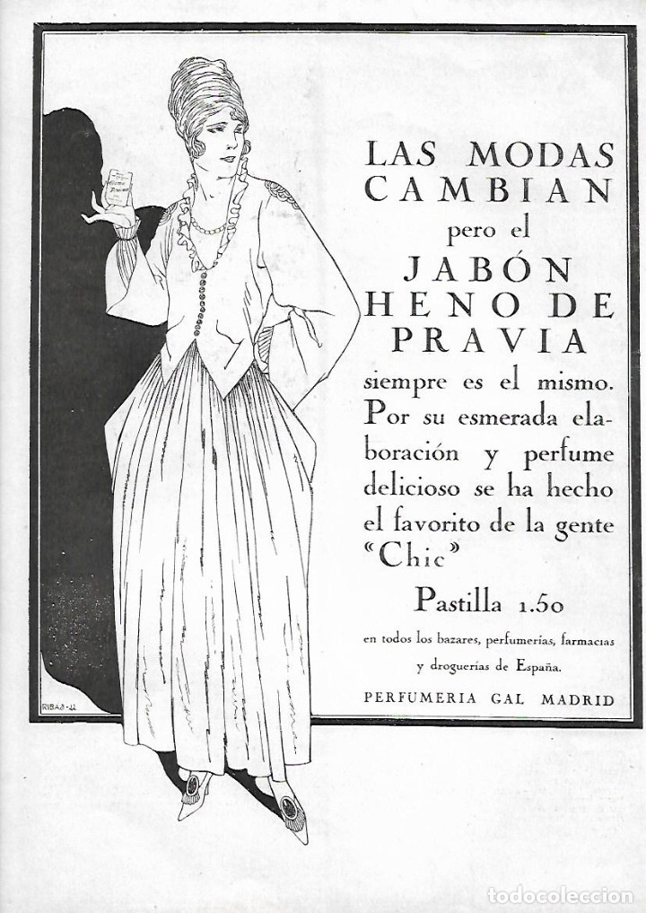 Colecionismo: A&Ntilde;O 1924 RECORTE PRENSA PUBLICIDAD PASTILLA DE JABON HENO DE PRAVIA PERFUMERIA GAL