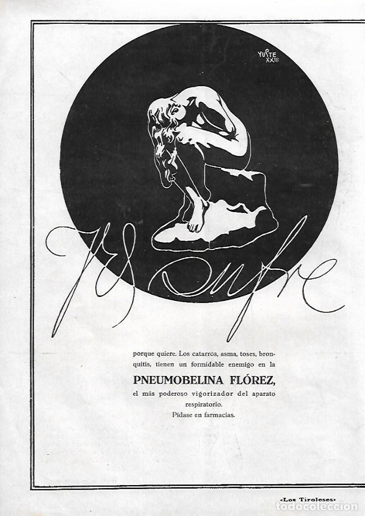 Collezionismo: A&Ntilde;O 1924 RECORTE PRENSA PUBLICIDAD PNEUMOBELINA FLOREZ PRODUCTOS FARMACEUTICOS FARMACIA
