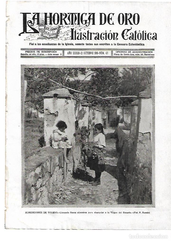 Collectionnisme: A&Ntilde;O 1916 RECORTE PRENSA FOTOGRAFIA ALREDEDORES TOLEDO FLORES A LA VIRGEN DEL ROSARIO FOTO ROMAN