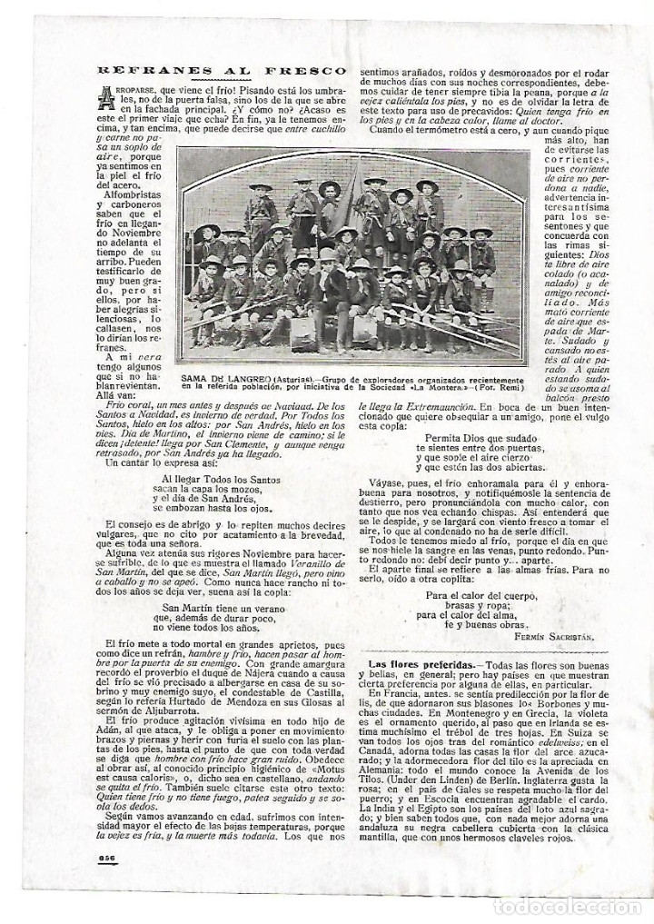 Collectionnisme: A&Ntilde;O 1916 RECORTE PRENSA SAMA DE LANGREO ASTURIAS SOCIEDAD LA MONTERA EXPLORADORES