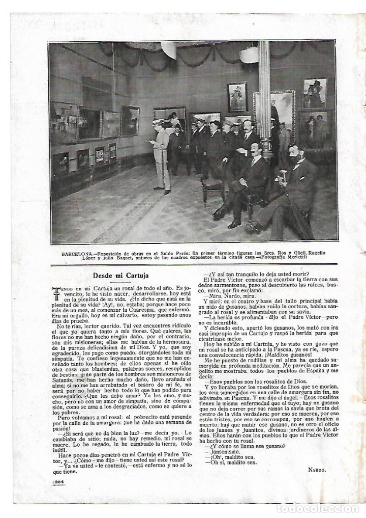 Collezionismo: A&Ntilde;O 1916 RECORTE PRESA PINTURA EXPOSICION SALON PARES ROS GUELL ROGELIO LOPEZ JULIO BAQUET
