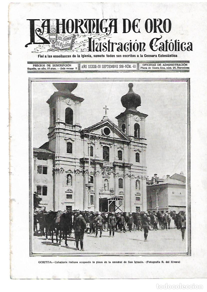 Colecionismo: A&Ntilde;O 1916 RECORTE PRENSA GORITZIA CABALLERIA ITALIANA PLAZA CATEDRAL SAN IGNACIO EJERCITO