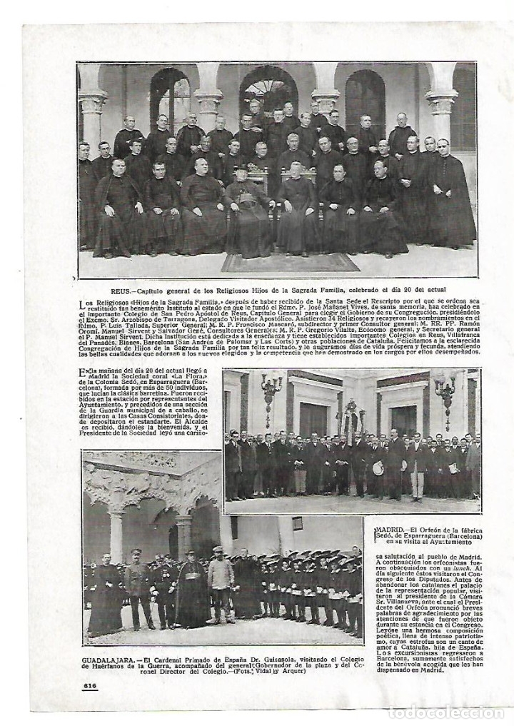 Collezionismo: A&Ntilde;O 1916 RECORTE PRENSA CORO ORFEON FABRICA SEDO ESPARRAGUERA EN AYUNTAMIENTO DE MADRID