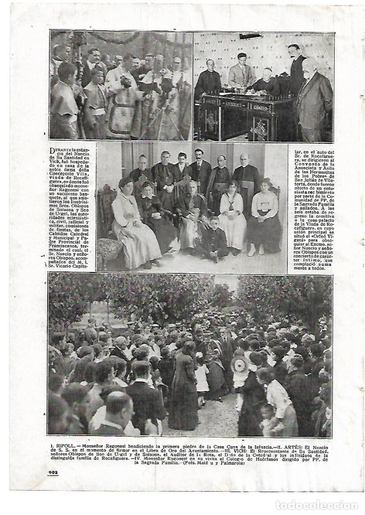 Collezionismo: A&Ntilde;O 1916 RECORTE PRENSA ARTES VISITA NUNCIO PAPA FIRMA LIBRO DE ORO DEL AYUNTAMIENTO
