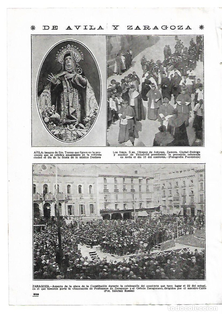 Collezionismo: A&Ntilde;O 1916 RECORTE PRENSA AVILA PROCESION IMAGEN SANTA TERESA