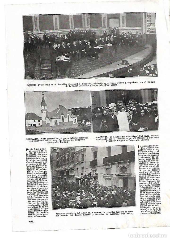 Coleccionismo: A&Ntilde;O 1916 RECORTE PRENSA GARRALDA NAVARRA FOTOGRAFIA VISTA GENERAL DE LA NUEVA IGLESIA