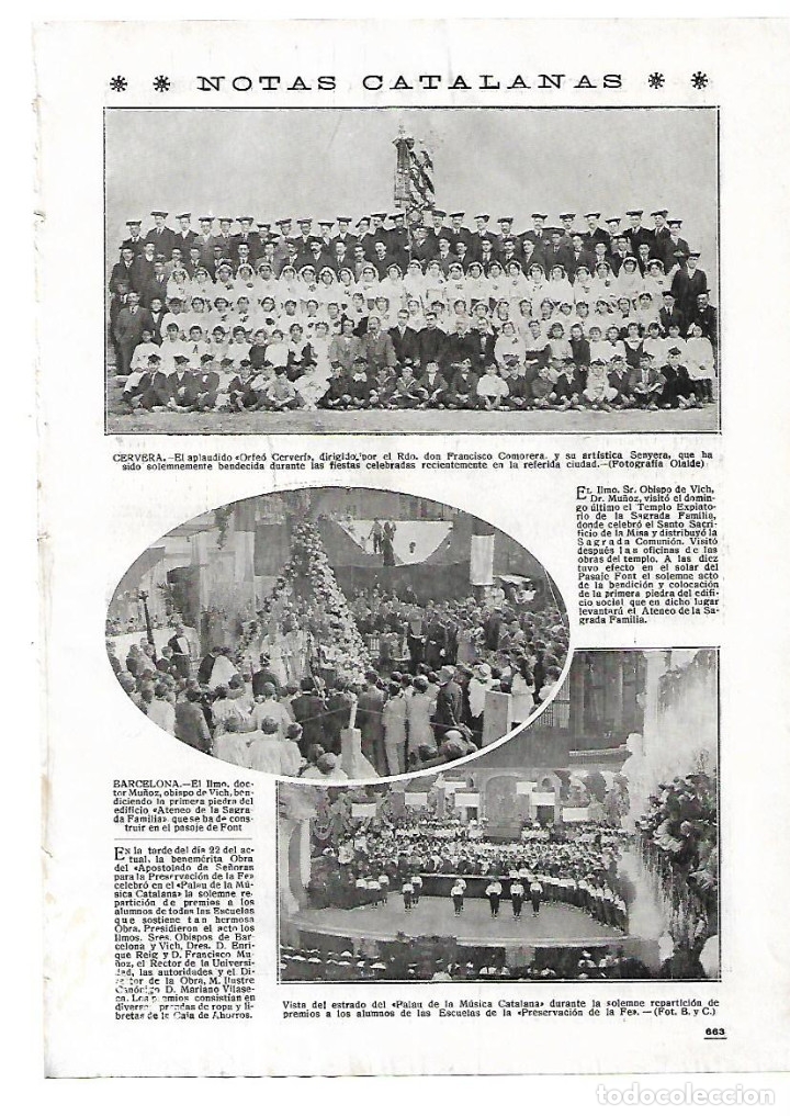 Collezionismo: A&Ntilde;O 1916 RECORTE PRENSA LLEIDA LERIDA CERVERA CORO ORFEO CERVERI SENYERA