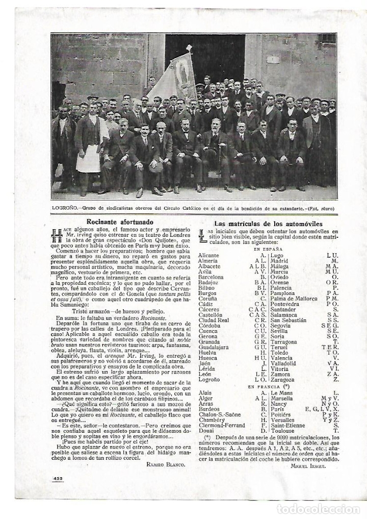 Collecting paper: A&Ntilde;O 1916 RECORTE PRENSA LOGRO&Ntilde;O BENDICION ESTANDARTE SINDICALISTAS OBREROS CIRCULO CATOLICO