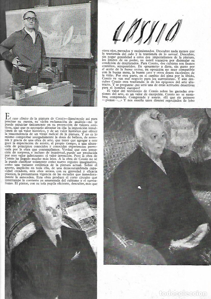 Coleccionismo: A&Ntilde;O 1949 RECORTE PRENSA PINTURA PINTOR FRANCISCO COSSIO OBRAS ESTILO BODEGON BARAJA ESPA&Ntilde;OLA