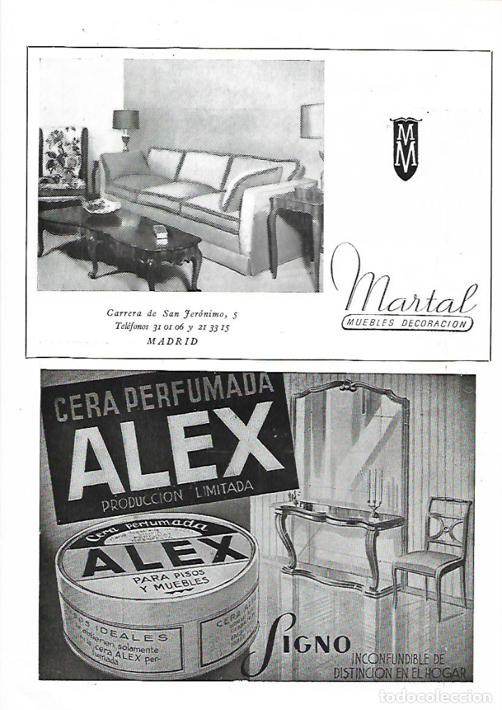 Collezionismo: A&Ntilde;O 1949 RECORTE PRENSA PUBLICIDAD MARTAL MUEBLES DECORACION MADRID
