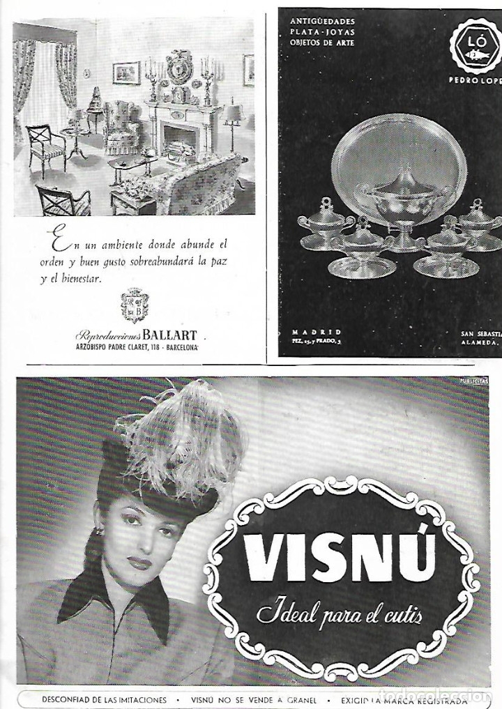 Coleccionismo: A&Ntilde;O 1949 RECORTE PRENSA PUBLICIDAD COSMETICA VISNU IDEAL PARA EL CUTIS