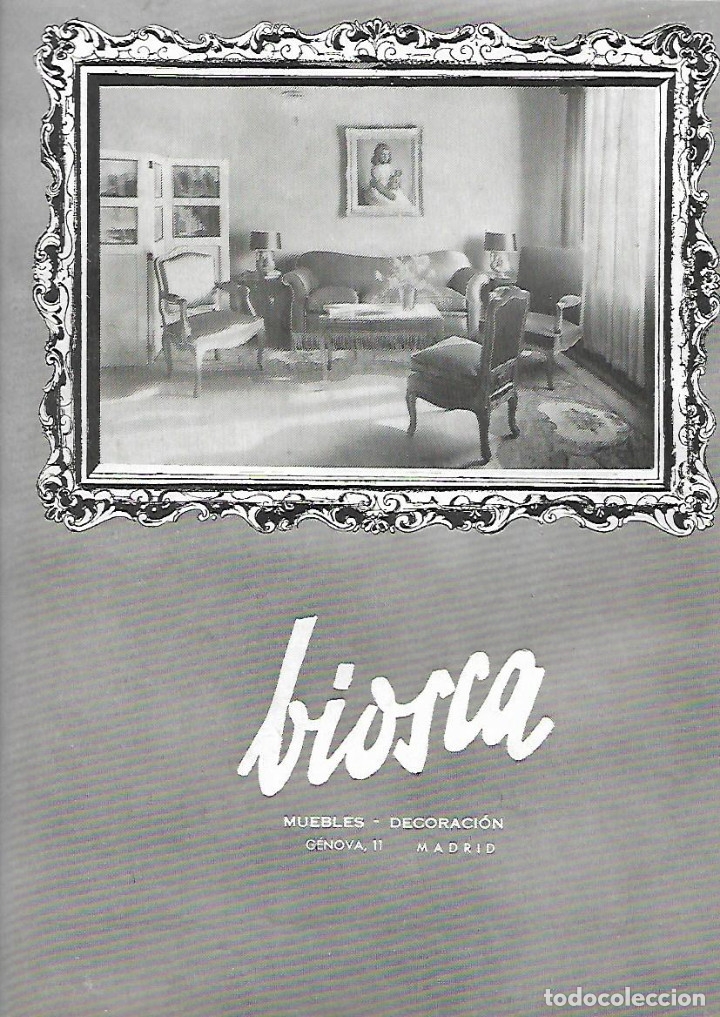 Collezionismo: A&Ntilde;O 1949 RECORTE PRENSA PUBLICIDAD BIOSCA MUEBLES DECORACION MADRID