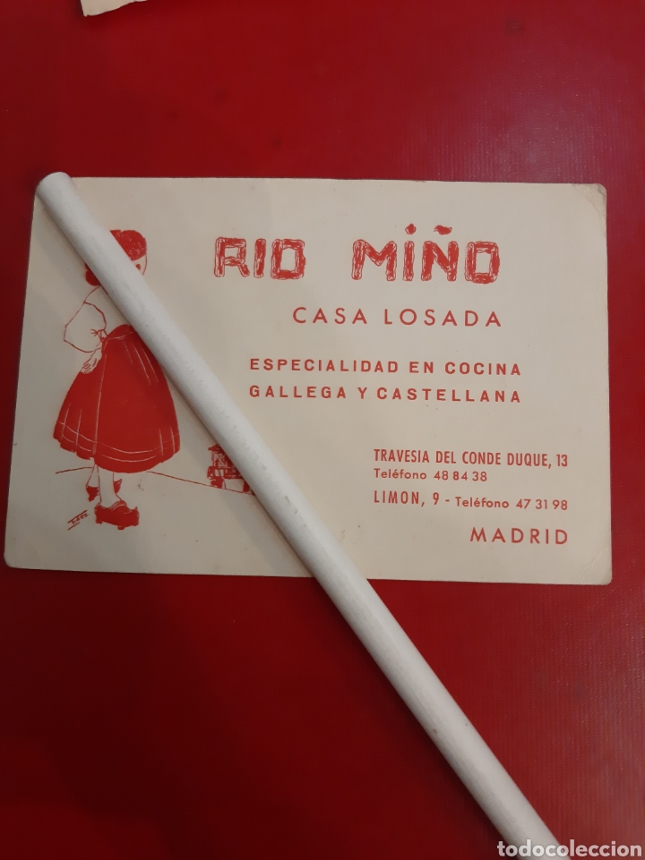 Collectionnisme: Tarjeta R&iacute;o Mi&ntilde;o casa Losada Madrid cocina gallega y Castellana
